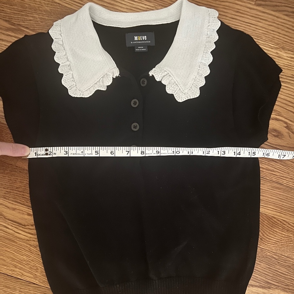 Mango Black Blouse with White Collar - Picture 4 of 5